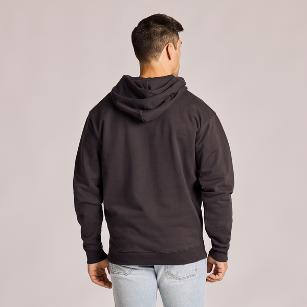 Men's Good Vibes Fleece Hoodie - LIG Wordmark (Black) - Life is Good Westport, Canada