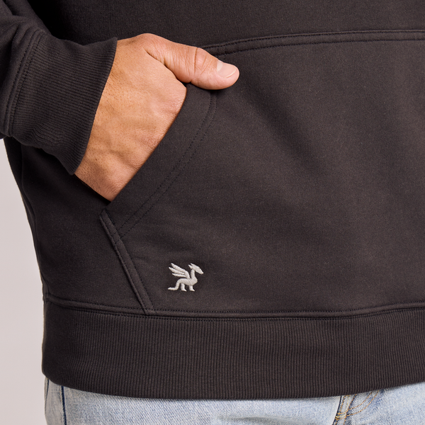 Men's Good Vibes Fleece Hoodie - LIG Wordmark (Black) - Life is Good Westport, Canada