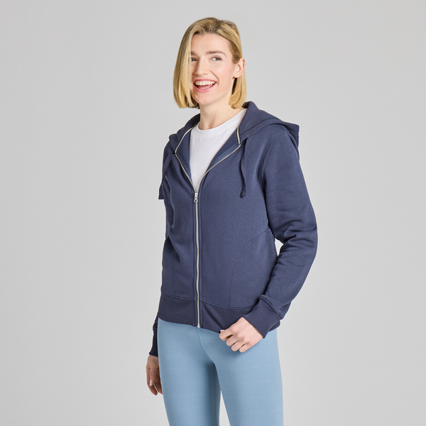 Wome's Good Vibes Fleece Zip Hoodie - Solid (Inkwell Blue) - Life is Good Westport, Canada