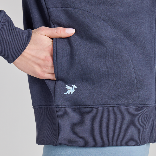 Wome's Good Vibes Fleece Zip Hoodie - Solid (Inkwell Blue) - Life is Good Westport, Canada