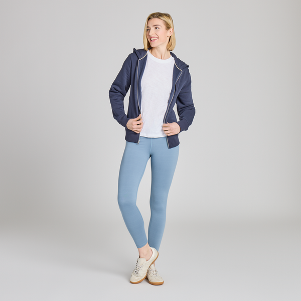 Wome's Good Vibes Fleece Zip Hoodie - Solid (Inkwell Blue) - Life is Good Westport, Canada