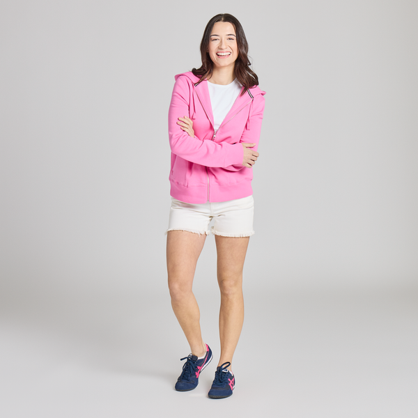 Women's Good Vibes Fleece Zip Hoodie - Solid (Watermelon) - Life is Good Westport, Canada