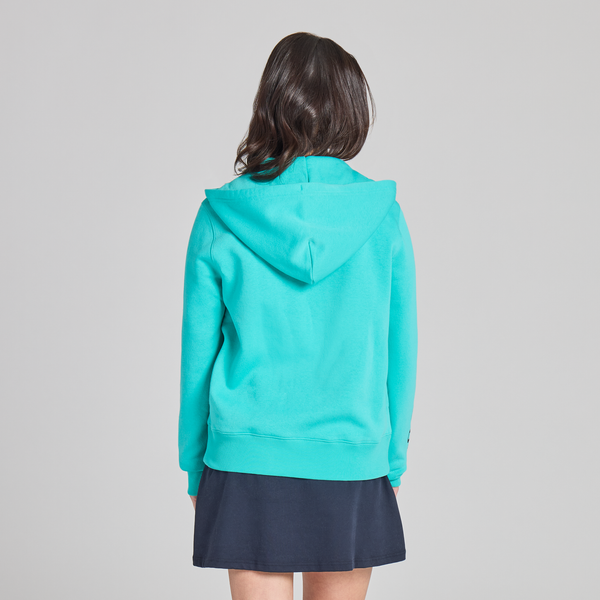 Women's Good Vibes Fleece Zip Hoodie - LIG Sleeve Stack (Turquoise) - Life is Good Westport, Canada