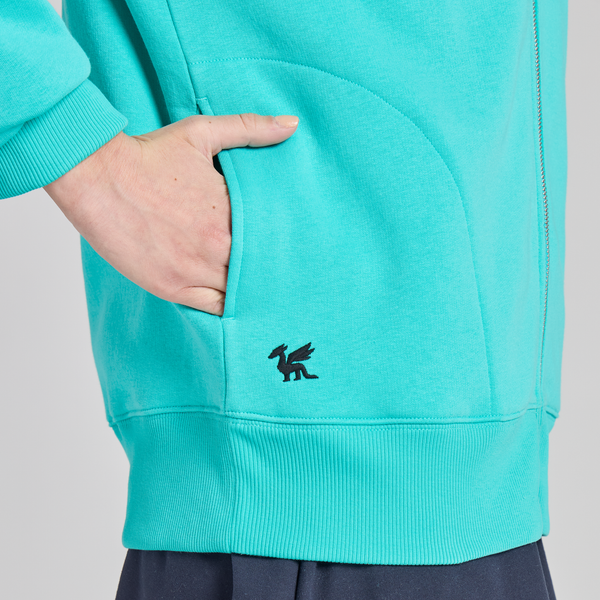 Women's Good Vibes Fleece Zip Hoodie - LIG Sleeve Stack (Turquoise) - Life is Good Westport, Canada