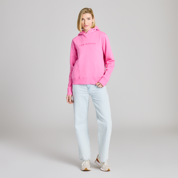 Women's Good Vibes Fleece Hoodie - LIG Wordmark (Watermelon) - Life is Good Westport, Canada