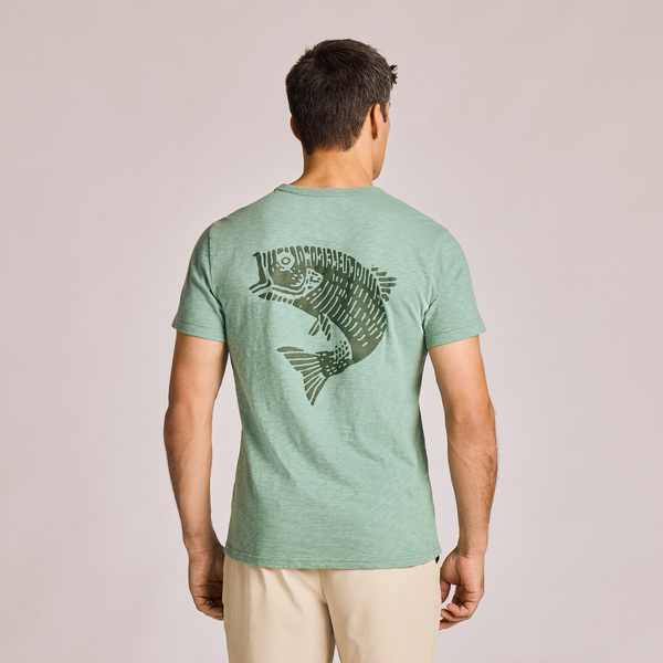 Men's Slub Slim Fit Tee - Woodcut Fish - Life is Good Westport, Canada