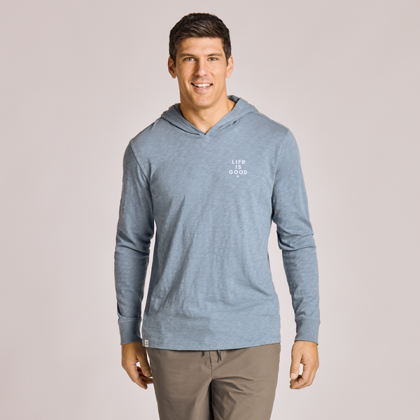 Men's Long Sleeve Slub Hoodie - Minimal Sunset Round - Life is Good Westport, Canada
