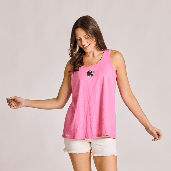 Women's Textured Slub Tank - Tuxedo Cat