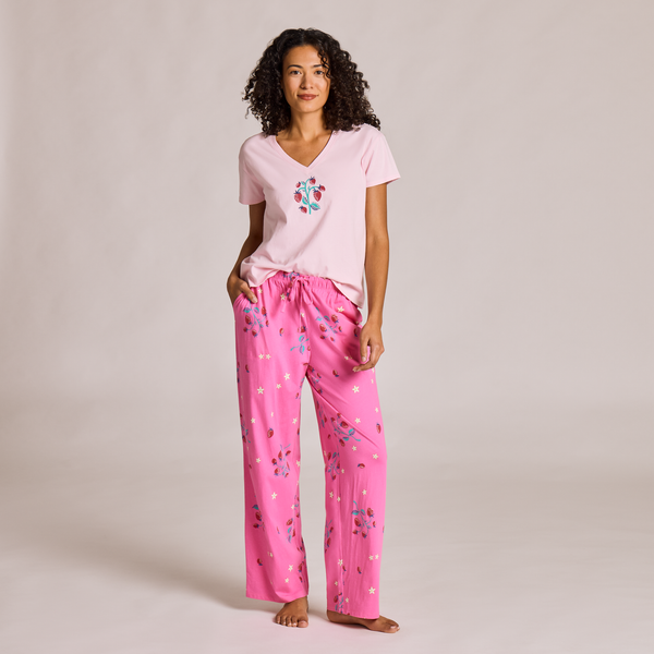 Women's Snuggle Up Sleep Pants- Strawberry and Floral