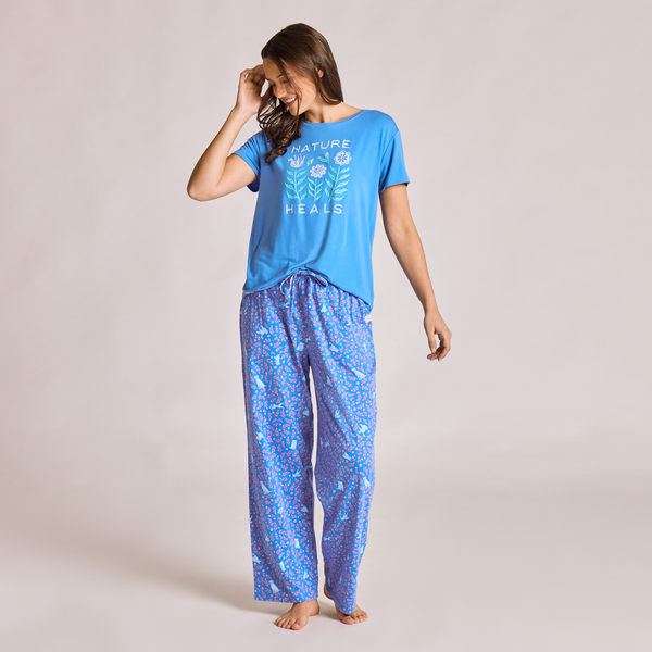 Women's Snuggle Up Sleep Pants - Floral Dog Pattern