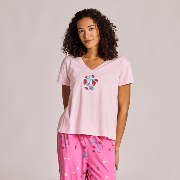 Women's Snuggle Up Sleep Vee - Strawberry Brunch