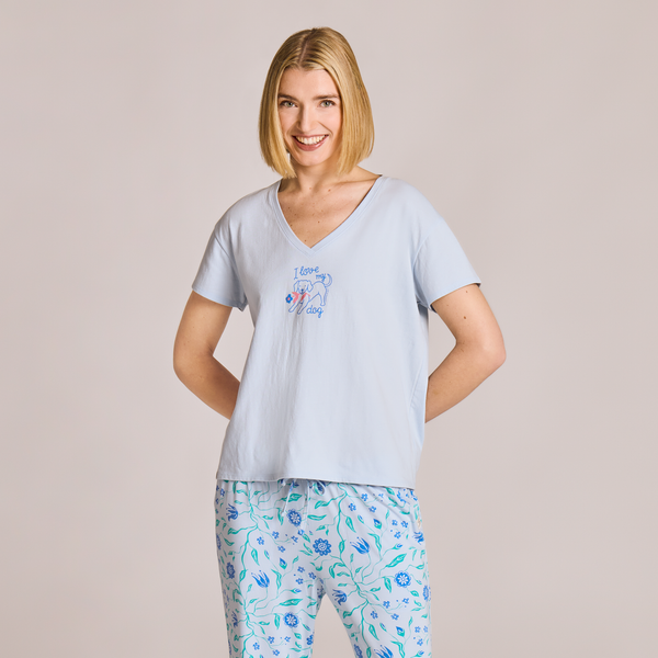 Women's Snuggle Up Sleep Vee - I Love My Dog