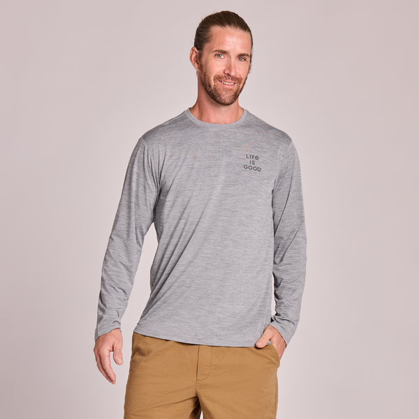 Men's Long Sleeve Sun Crusher - Clean Stacked Heather Grey