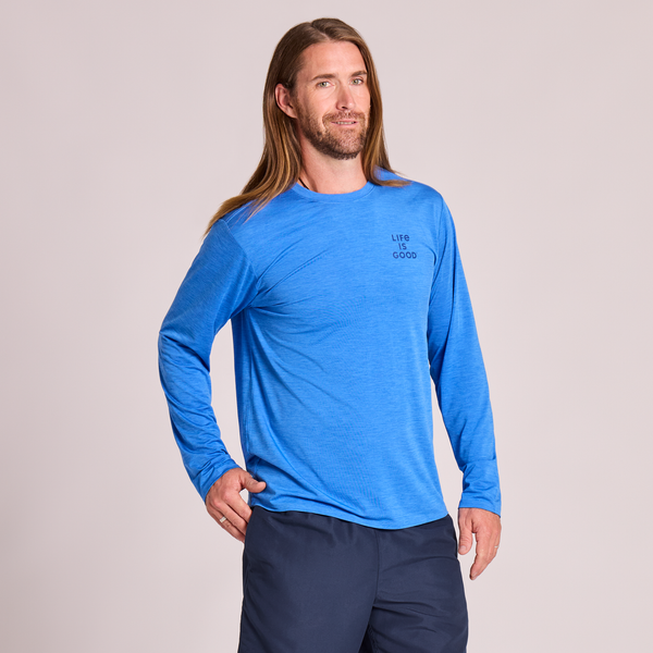 Men's Long Sleeve Sun Crusher - Clean Stacked Atheltic Blue
