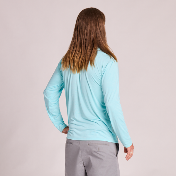 Men's Long Sleeve Sun Crusher - Clean Stacked Aqua Blue