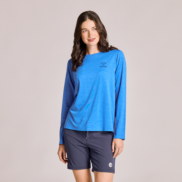 Women's Long Sleeve Sun Crusher - Clean Stacked Athletic Blue