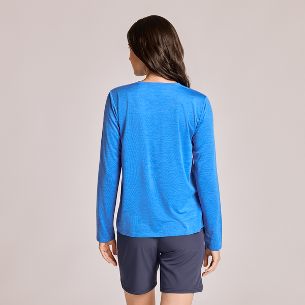 Women's Long Sleeve Sun Crusher - Clean Stacked Athletic Blue