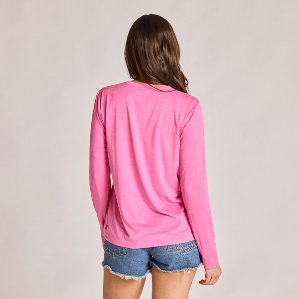 Women's Long Sleeve Sun Crusher - Clean Stacked Watermelon Pink