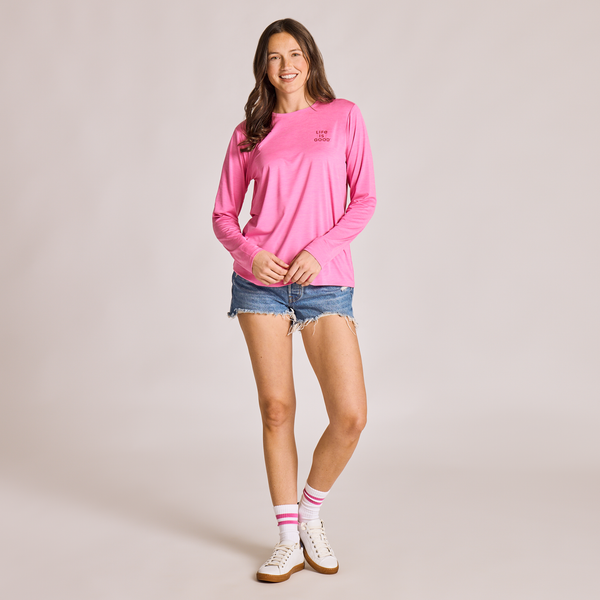Women's Long Sleeve Sun Crusher - Clean Stacked Watermelon Pink