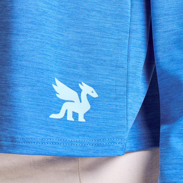 Women's Long Sleeve Hooded Sun Crusher-Life is Good Athletic Blue