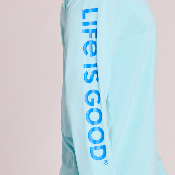 Men's Long Sleeve Hooded Sun Crusher - Life is Good Aqua Blue