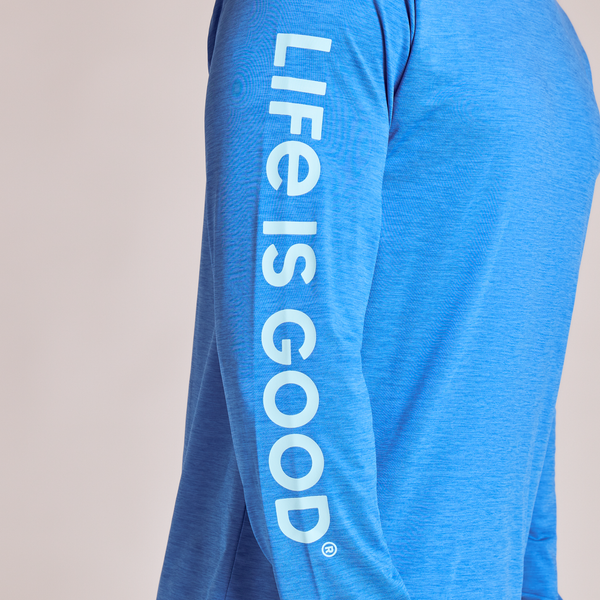 Men's Long Sleeve Hooded Sun Crusher - Life is Good Athletic Blue