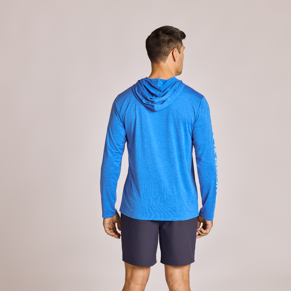 Men's Long Sleeve Hooded Sun Crusher - Life is Good Athletic Blue