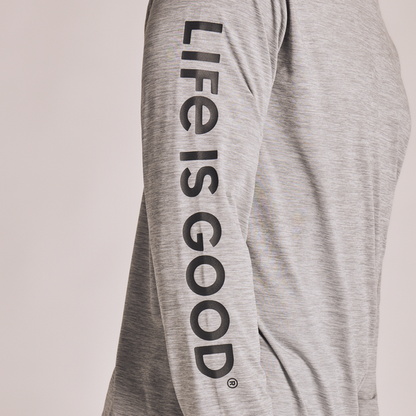 Men's Long Sleeve Hooded Sun Crusher - Life is Good Heather Grey
