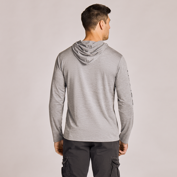 Men's Long Sleeve Hooded Sun Crusher - Life is Good Heather Grey