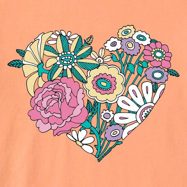 Women's Crusher Vee - Retro Flower Heart