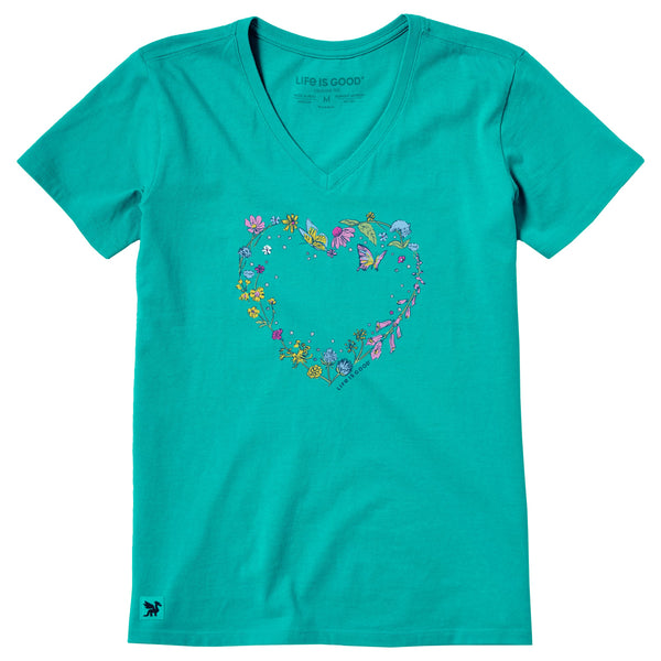 Women's Crusher Vee - Blooming Wildflower Heart