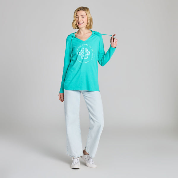 Women's  Long Sleeve Crusher-LITE Hooded Tee - Best Things Foral Paw (Dog)