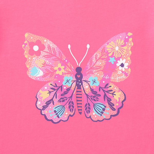 Women's  Long Sleeve Crusher-LITE Hooded Tee - Floral Butterfly Tie Dye