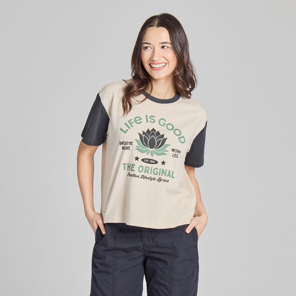 Women's Crusher Boxy Tee - Breathe More Lotus