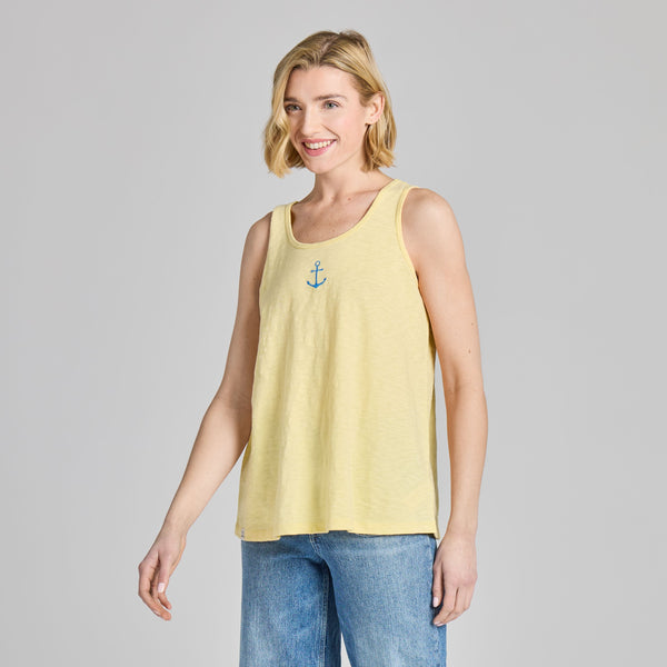 Women's Textured Slub Tank - Nautical Anchor
