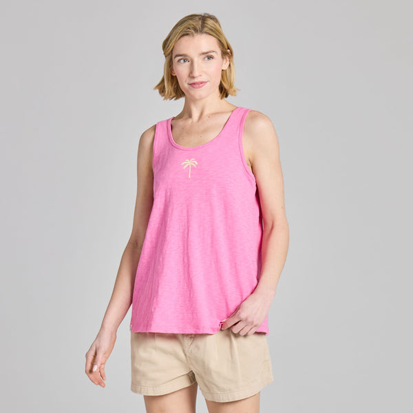 Women's Textured Slub Tank - Graphic Palm