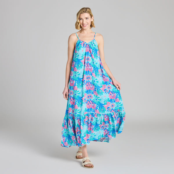 Women's Breezy Maxi Dress -  Blossom Pattern