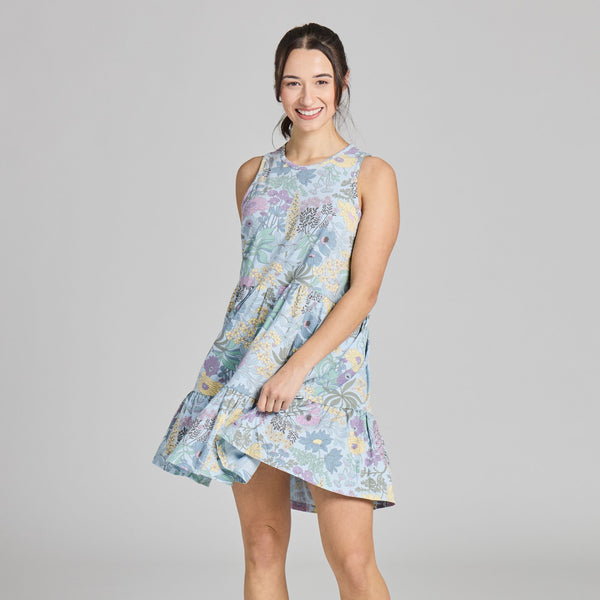 Women's  Tiered Tank Dress - Botanical Garden Pattern
