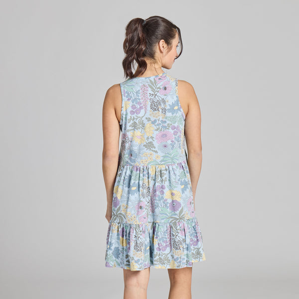 Women's  Tiered Tank Dress - Botanical Garden Pattern