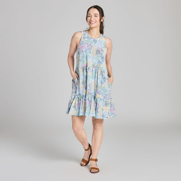 Women's  Tiered Tank Dress - Botanical Garden Pattern