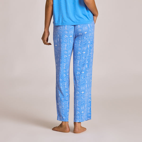 Women's Lightweight Sleep Pant - Coastal Stamp and Mermaid