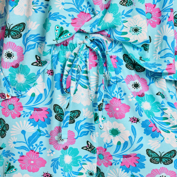 Women's Lightweight Sleep Shorts - Summer Garden Pattern