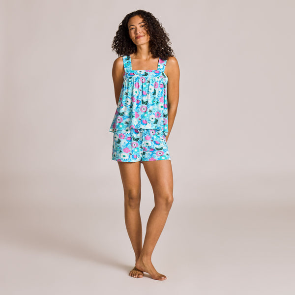 Women's Lightweight Sleep Shorts - Summer Garden Pattern