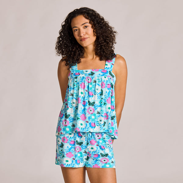 Women's Lightweight Sleep Tank - Summer Garden Pattern