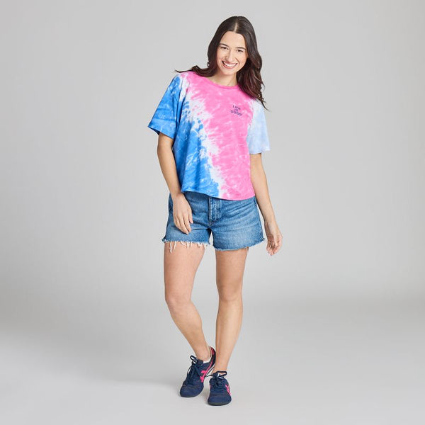 Women's Crusher Boxy Tie Dye Tee - LIG Stacked (Watermelon Pink)