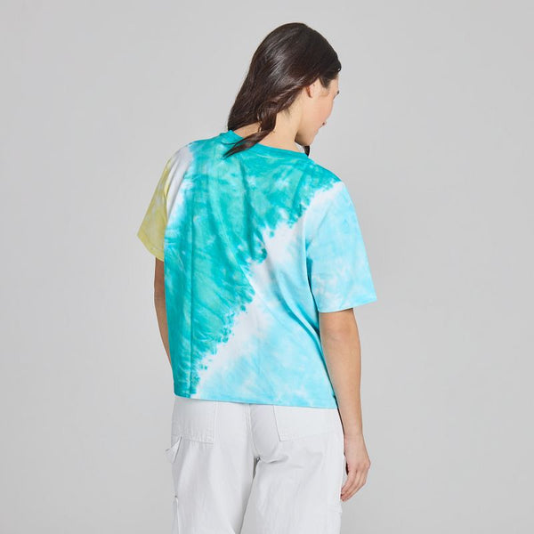 Women's Crusher Boxy Tie Dye Tee - LIG Stacked (Turquoise Green)