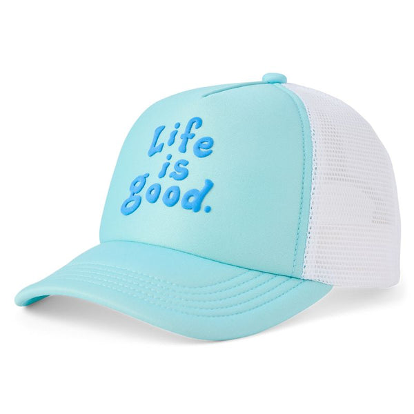 Kids Trucker Hat - LIG Vintage Wordmark (Aqua Blue)