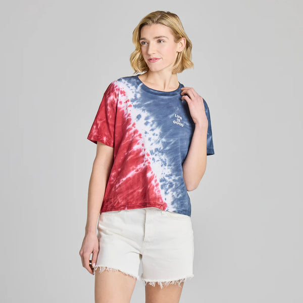 Women's Crusher Tie-Dye Boxy Tee - LIG Stacked (Darkest Blue)