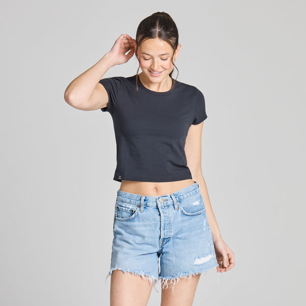 Women's Baby Tee - Solid Black