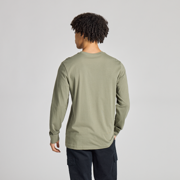 Men's Long Sleeve Crusher Tee - LIG Dual Stripes (Moss Green)